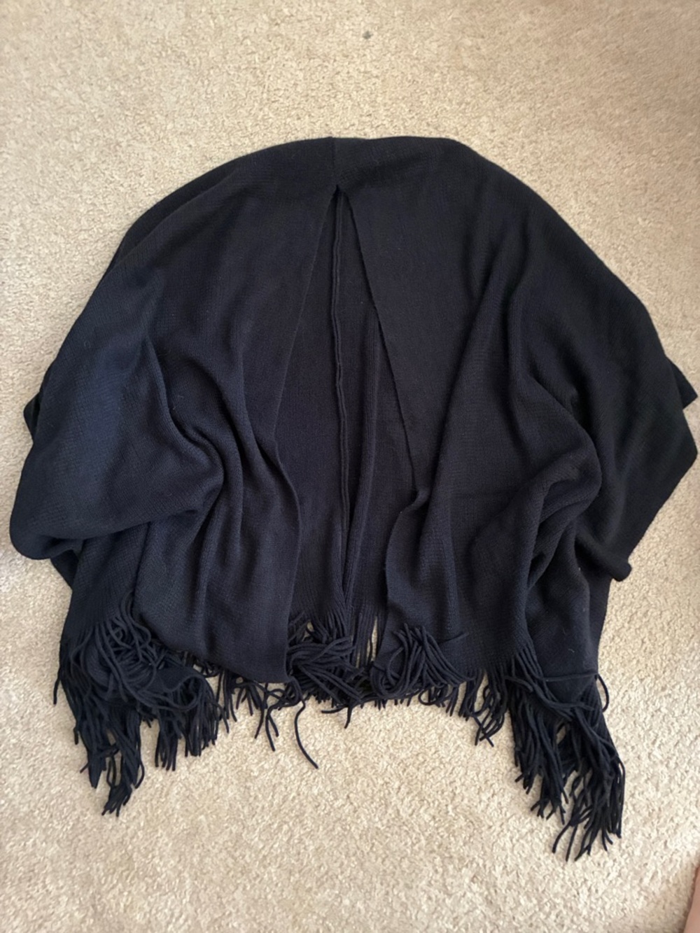 Summer discounted Black Shawl Fringe Knit Open Sweater Wrap